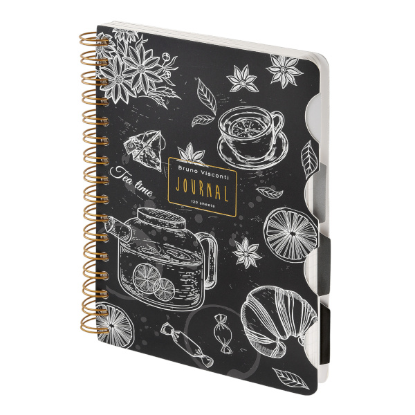 Записная книга А5 120л "Caffè nero" клетка/линейка/точка, гребень, тв.обл. 3-567/12 BrunoVisconti
