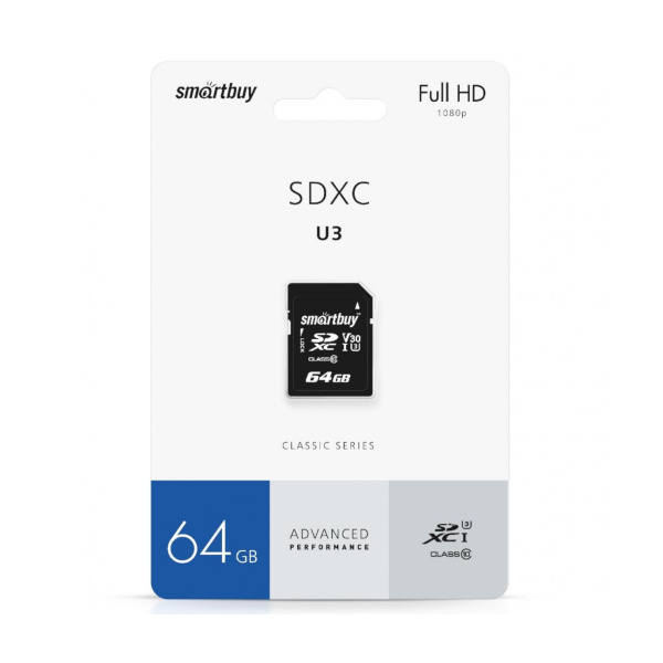 Карта памяти SDXC 64Gb SmartBuy Class 10 U3 SB64GBSDXC10U3