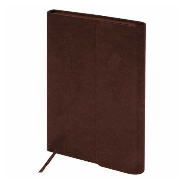 Ежедневник А5 не дат Brauberg 160л "Magnetic X" сшивка, интегр.обл., иск.кожа, коричневый 113280