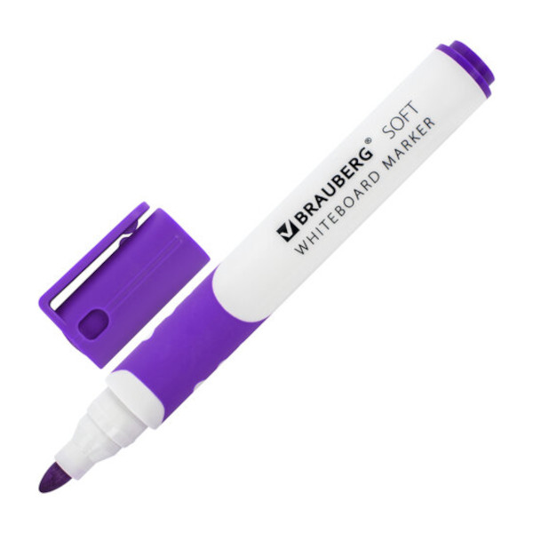 Маркер для доски 5мм, спирт. осн., пулевид., фиолетовый, пластик. корп. "Soft" 152109 Brauberg