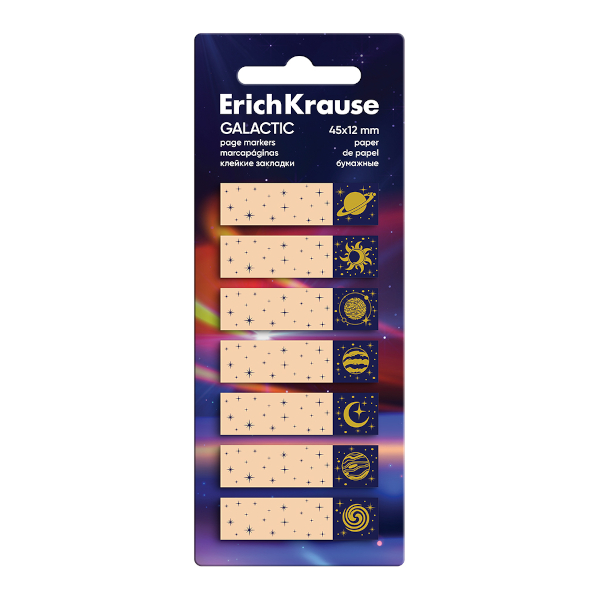 Набор самокл. закладок Erich Krause "Galactic" 12*45мм бумага (7цв. по 20л) 63671
