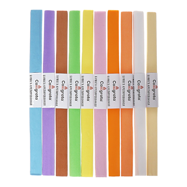 Набор бумаги крепированной 50*200см 10шт/10цв, 30г/м2, рулон "Пастель" 6534521 Calligrata