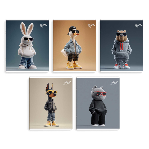 Тетрадь 48л А5+ клетка "Зумеры" картон, ассорти 70931 Феникс+