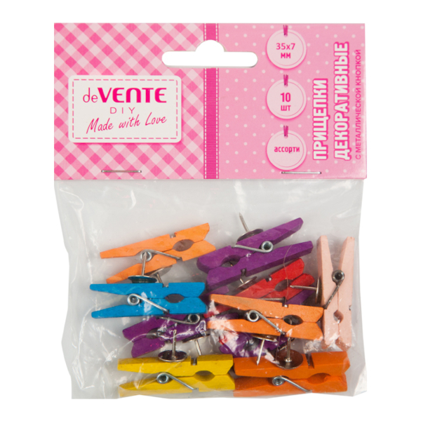 Декоративные прищепки "Natural Wood" 10шт, 35*7мм деревянные 8120411 deVENTE