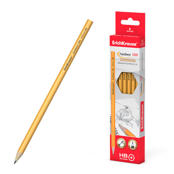 Карандаш ч/гр HB, дерево, 6-гран., без ласт., желтый "Amber 100" 32838/45598 Erich Krause