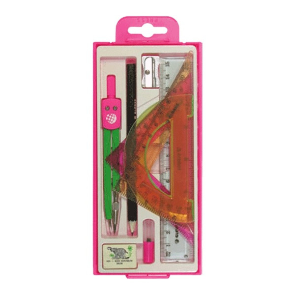 Набор для черчения Глобус 9 предм., метал. циркуль 125мм, пласт. футляр, розовый "Школа" НЧ9-40-60Р