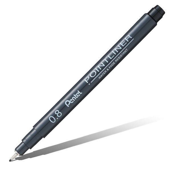 Линер Pentel Pointliner черный, 0,8мм S20P-8A