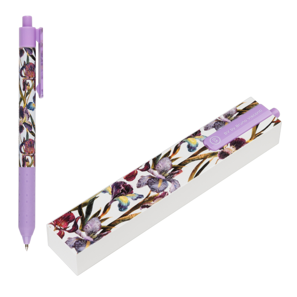 Ручка шар. авт. Bruno Visconti "Ирисы" синяя, рис. на корп., пенал 0,5мм 20-0445/03