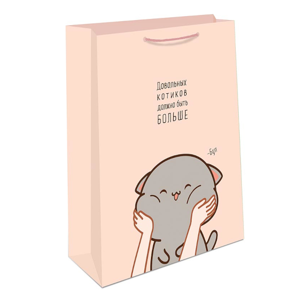 Пакет бумажный 42,5*33*10см "Довольных котиков..." 1195.097 Арт Дизайн