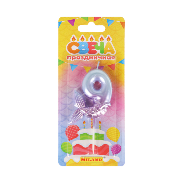 Свеча для торта "Цифра 9. Русалка" фиолетовая, С-7237 Миленд