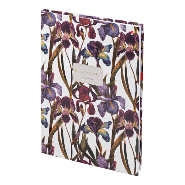 Блокнот А4 80л "Flora. Ирисы" клетка, сшивка, тв.обл., 7БЦ, рисунок 3-80-060/20 Bruno Visconti