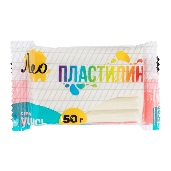 Пластилин Лео "Учись" классический, белый, 50г, полиэт.уп. LNMC/LMC-50
