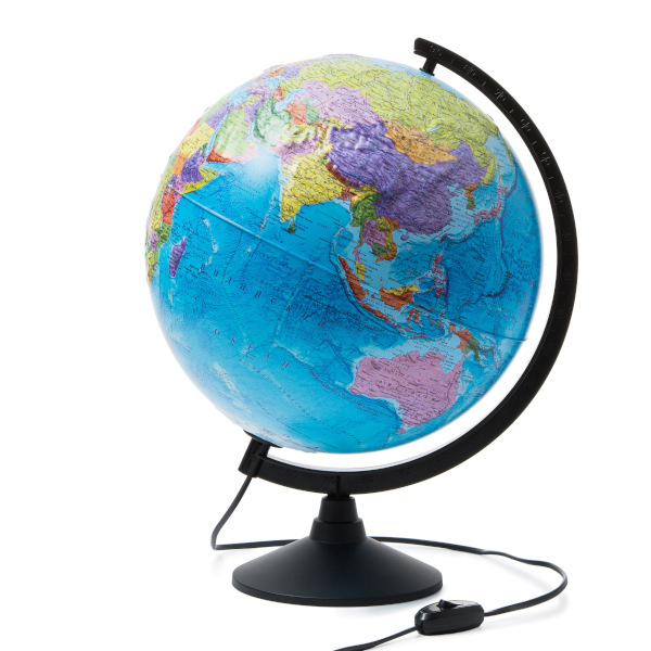 Глобус Globen Классик D=32 см с политической картой Земли, рельеф.поверх., с подсветкой К013200222