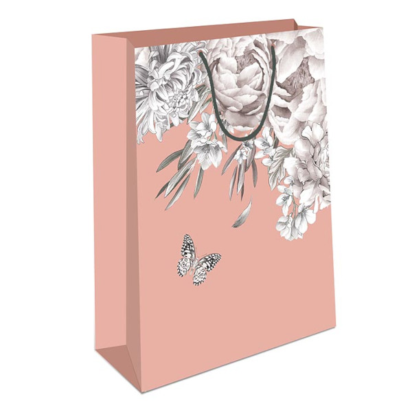 Пакет бумажный 22,3*18*10см "Пионы, бабочка на розовом" 0292.943 Арт Дизайн