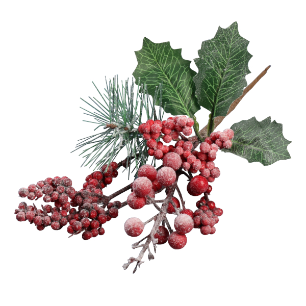 Декор "Еловая ветка. Грезы" листья, ягоды, 24см 3573523 Зимнее волшебство