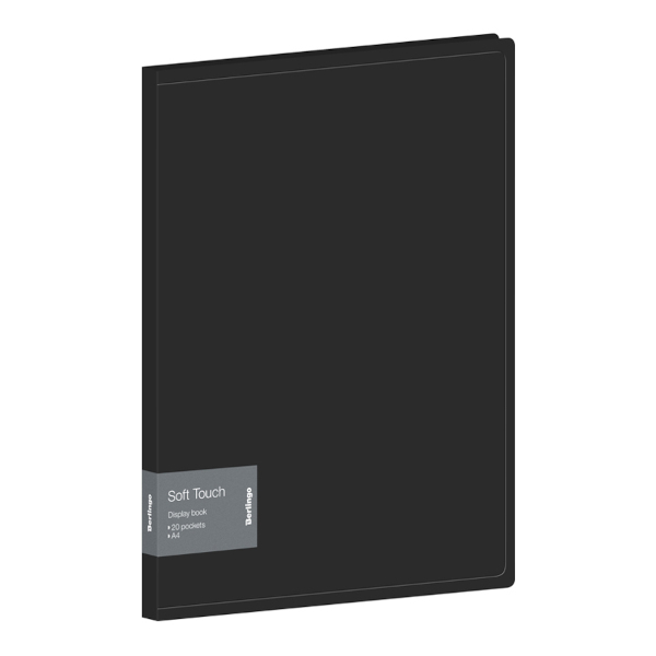 Папка 20 файлов А4, 17мм, 700мкм, карман внутрен., черная "Soft Touch" DB4_20980 Berlingo