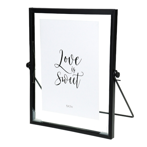 Фоторамка 13*18 металл, черный, вставка стекло, подстав. "Сладкая любовь" ФР-7419 Миленд