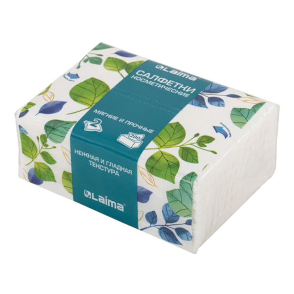 Салфетки бумажные Laima "Косметические" 2-слойн., белые, 200шт (13,5*19см) 116357