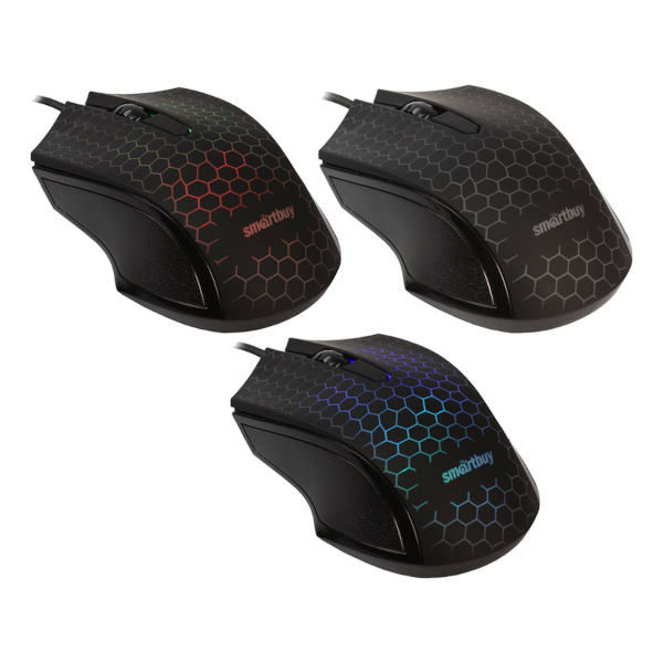 Мышь SmartBuy "One" 1000dpi, USB, проводная, черная, подсветка SBM-334-K
