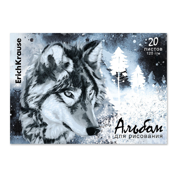 Альбом для рис 30л А4 "Timber Wolf" 120г/м2, картон. обл., склейка, подлож. 61474 Erich Krause