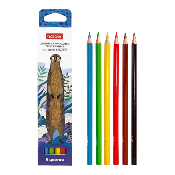 Карандаши 6цв, дерево, 3-гран. "Colora" карт.уп. CS_063836 Hatber