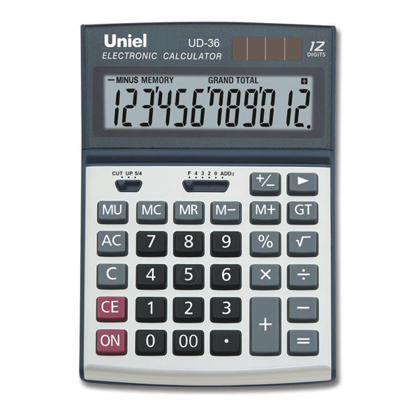 Калькулятор Uniel UD-36 (серый/серебряный) настольный 12р