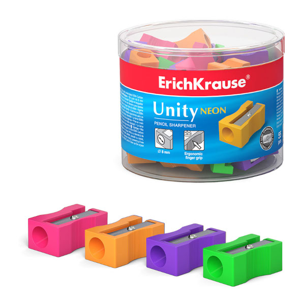 Точилка Erich Krause "Unity Neon" 1 отв., пластик, ассорти 38013