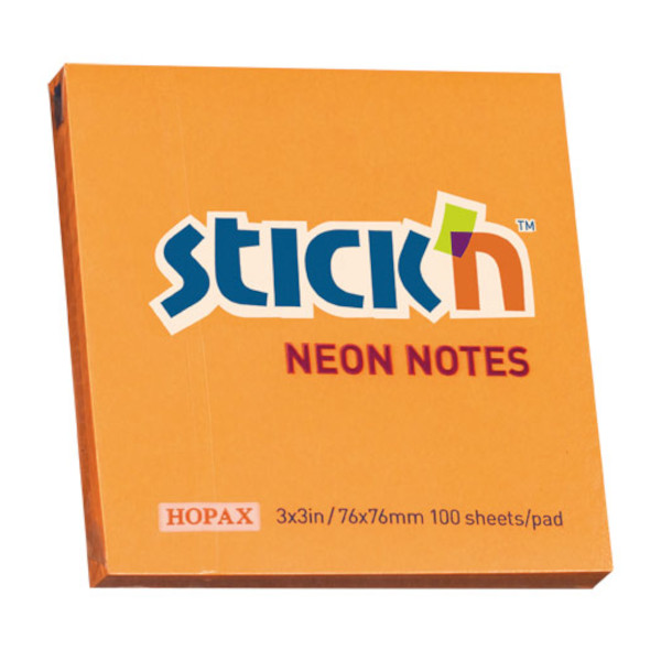 Липкий блок Stick`n "Neon" 76*76мм, 100л., оранжевый 21164