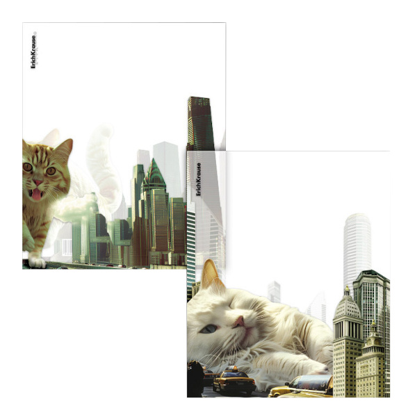 Обложка 212*347мм для тетради и дневника "Big City Cats" 80мкм, ассорти 63508 Erich Krause
