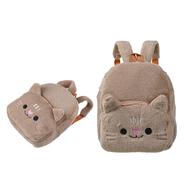 Рюкзак MAZARI ТМ "Cat. Коричневый" 29*23*3см, 1отд., 1карм., иск.мех M-9689