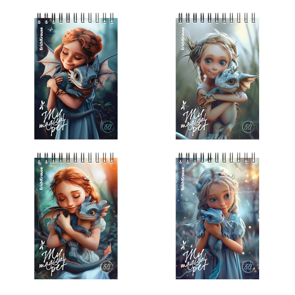 Блокнот А6 60л "Magic Pet" клетка, гребень, мягк.обл., картон, ассорти 63380 Erich Krause