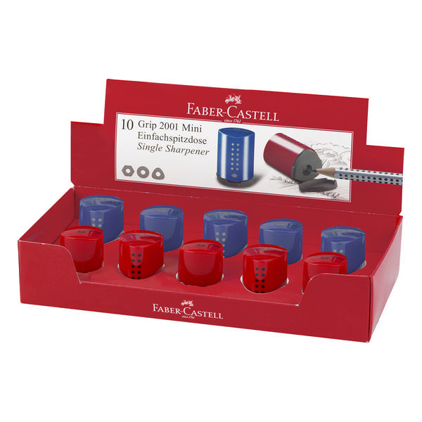 Точилка Faber-Castell "Grip" 1 отв., пластиковая, контейнер, синяя/красная 183710