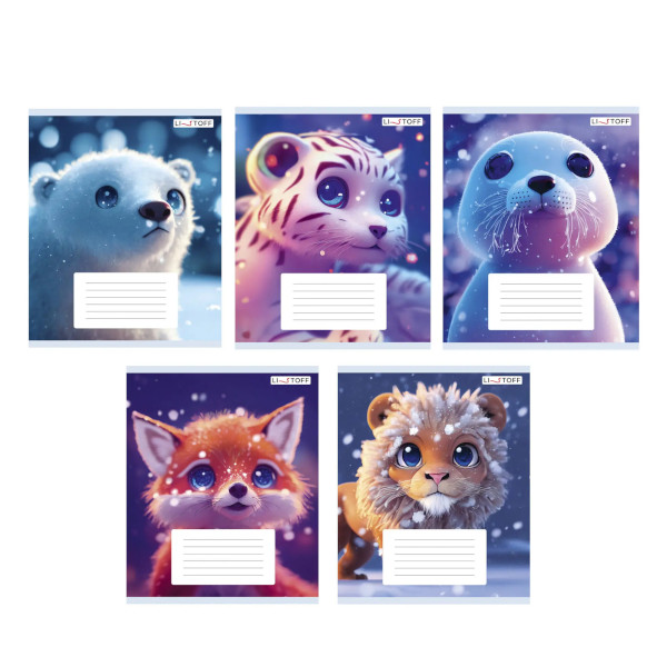 Тетрадь 24л А5 клетка "Зверушки зимой" картон, ассорти ТК248897 Listoff