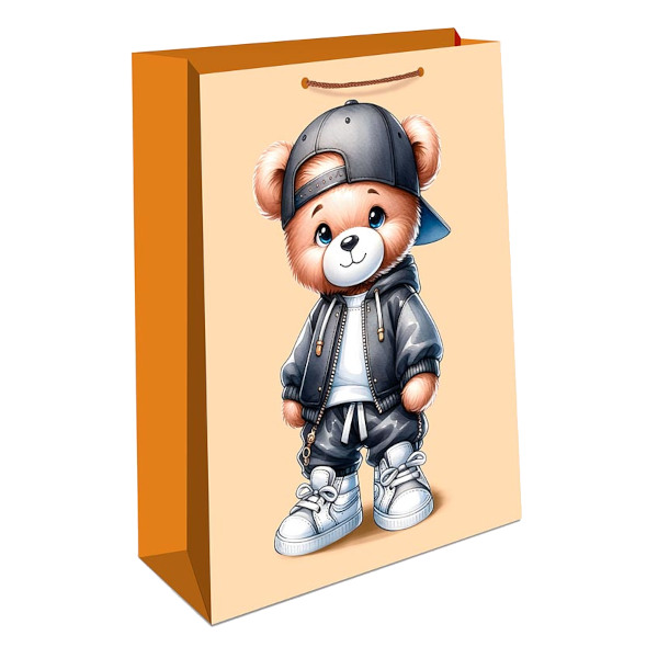 Пакет бумажный 22,3*18*10см "Стильный мишка" 0192.473 Арт Дизайн