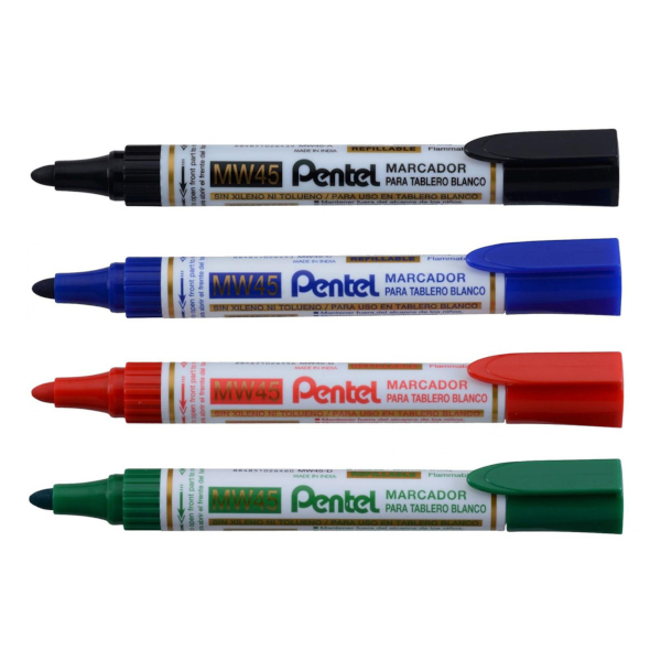 Набор маркеров для доски 2мм, пулевид., ассорти 4шт, водн.осн. MW46-4 Pentel