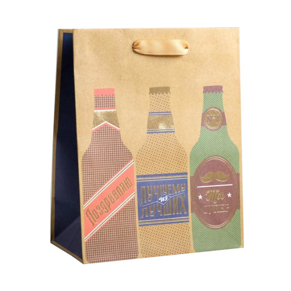 Пакет бумажный 23*18*10см "Ты супер" крафт 4795392 Дарите Счастье