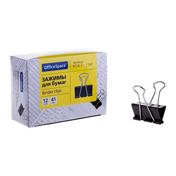 Зажим 41мм черный BCLBL41_1240 (1шт) OfficeSpace