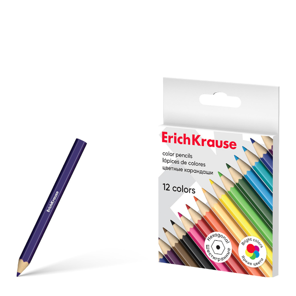 Карандаши 12цв, дерево, 6-гран. "Basic" мини, карт.уп. 50532 Erich Krause