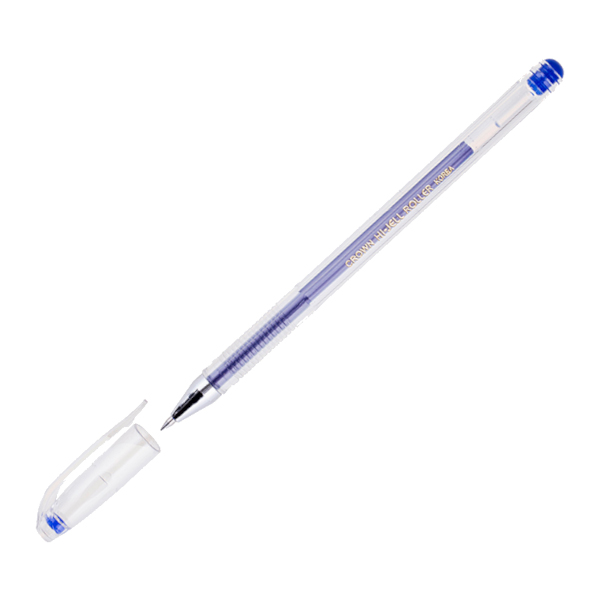 Ручка гелевая 0,5мм, синий, прозрач. корп. "Hi-Jell" HJR-500/HJR-500В Crown