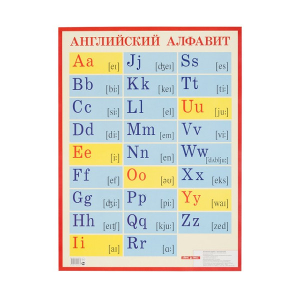 Плакат обучающий "Английский алфавит с транскрипцией" 440*587мм 15459 Айрис-Пресс