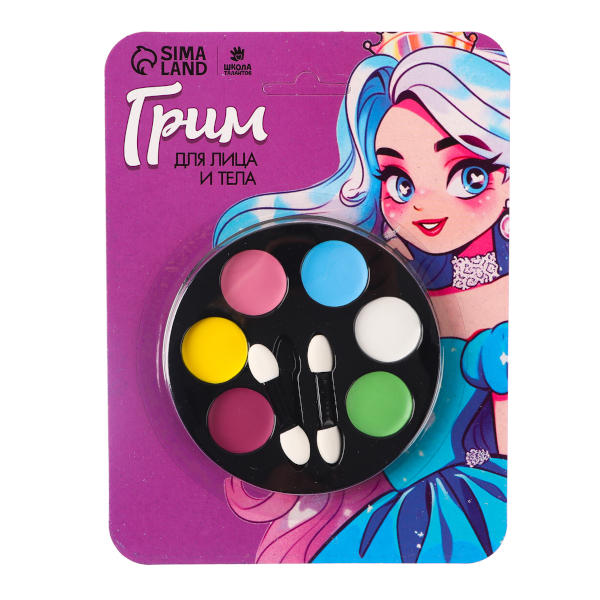 Грим для лица и тела "Принцесса" 6цв., аппликатор 10059504 Школа талантов