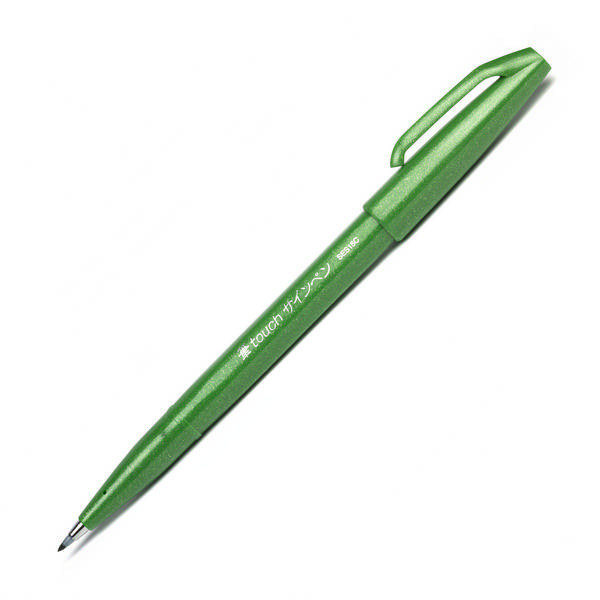 Фломастер-кисть Pentel "Brush Sign Pen" зеленая SES15C-D