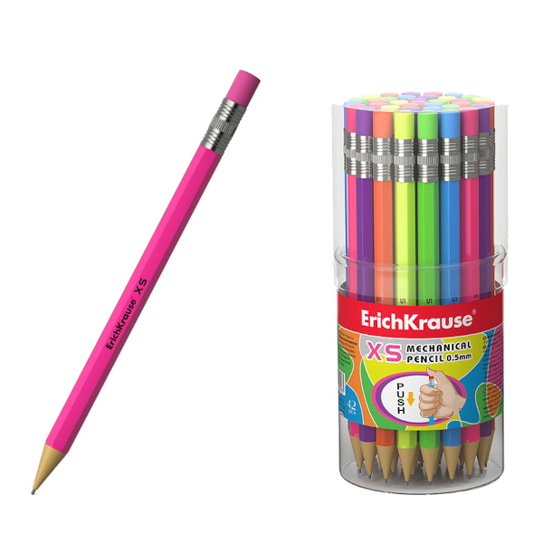 Карандаш механический 0,5мм HB, пластик. корп., ассорти, ластик "XS" 39049 Erich Kraus