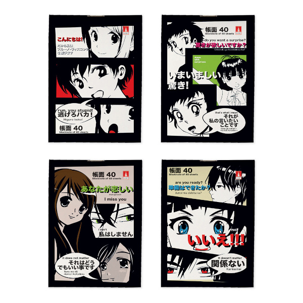Блокнот 40л А7 Альт "Manga Anime" клетка, скоба, картон, ассорти 3-40-719
