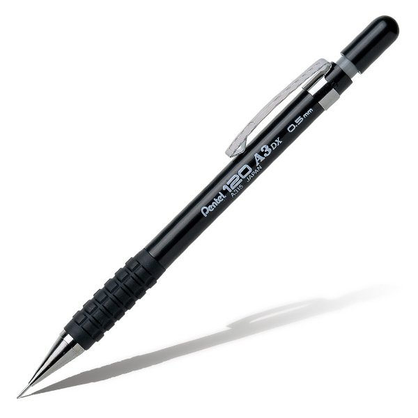 Карандаш механический 0,5мм HB, пластик. корп., черн., ластик "120 A3" A315-A Pentel
