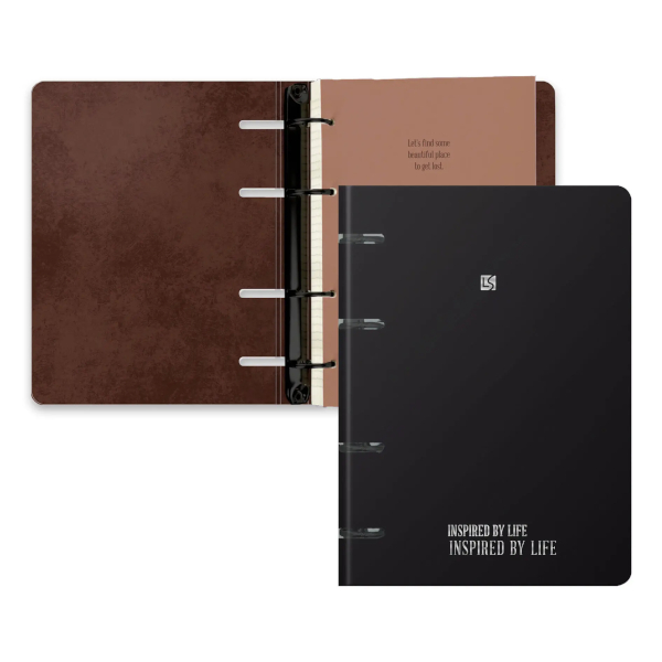 Тетрадь 120л А5 клетка на кольцах "Premium. Black" картон, рисунок ТКМФ1205610 Listoff