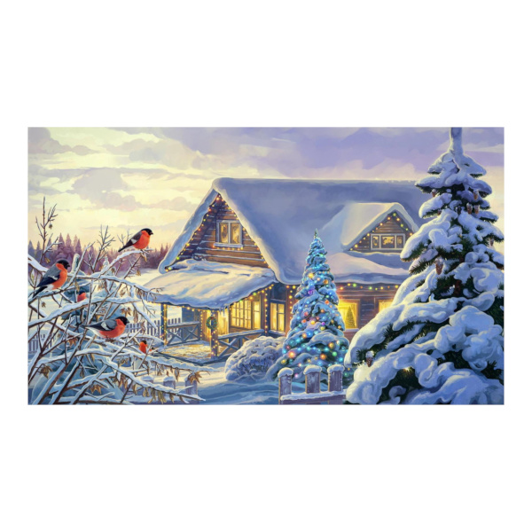 Алмазная мозаика Рыжий кот 30*40см "Дом в снегу" НД-5866