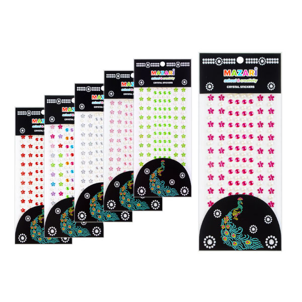Стразы для декора самокл. акрил, 164шт, ассорти "Цветы, круг" M-8709 MAZARI ТМ