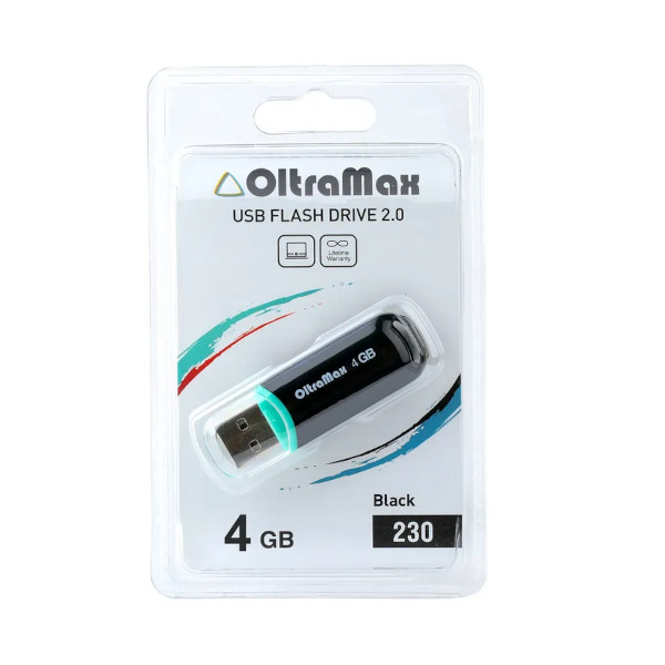 Память Flash Drive 4Gb USB 2.0 OltraMax 230 черный OM-4GB-230-Black