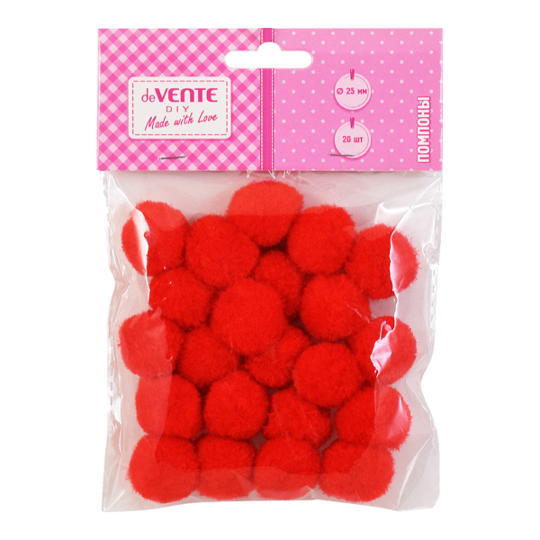 Помпоны 25мм, 20шт, красный 8000024 deVENTE